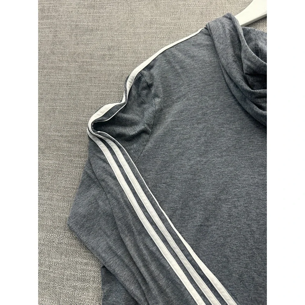 Adidas Aeroready Primegreen Hoodie Men 2XL Heather Gray Striped Running Athletic